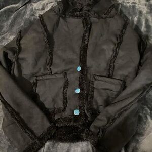 Women's Black Faux Fur Trim Jacket